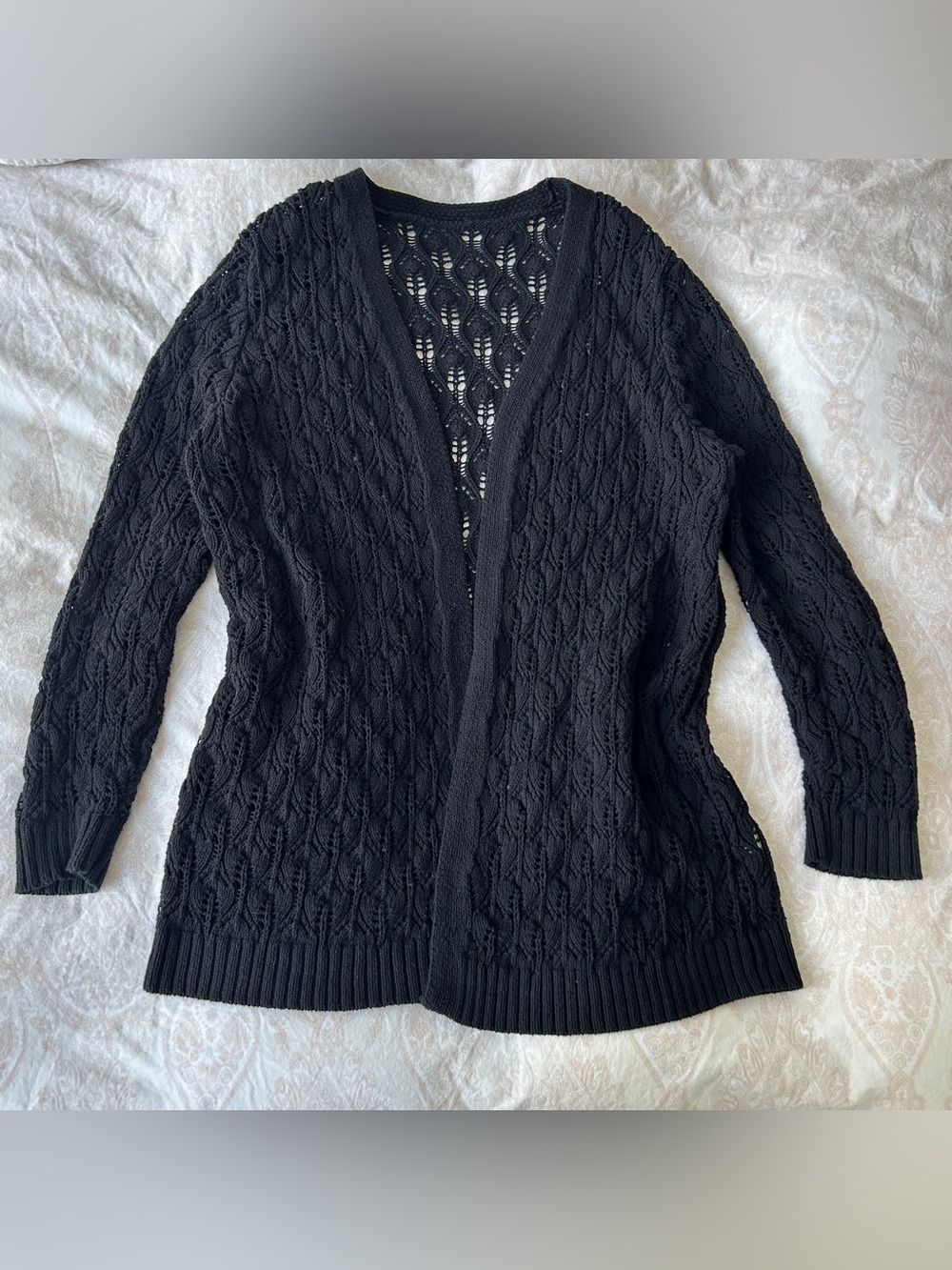 Black Open-Front Knit Women's Cardigan Sweater